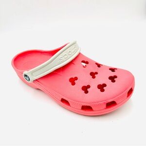 Crocs X Disney Classic Clogs Pink with Mickey Mouse Cutouts Women Size 10